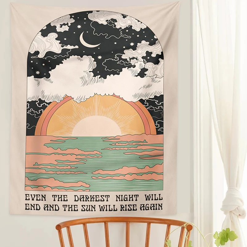 

Tarot Card Tapestry Wall Hanging Astrology Divination Bedspread Witchcraft Room Decor Bedspread Throw Cover Sun Moon Wall Decor