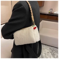 winter warm plush fluffy shoulder bag fashion cherry soft bags elegant popular quality zipper shoulder bag crossbody handbags