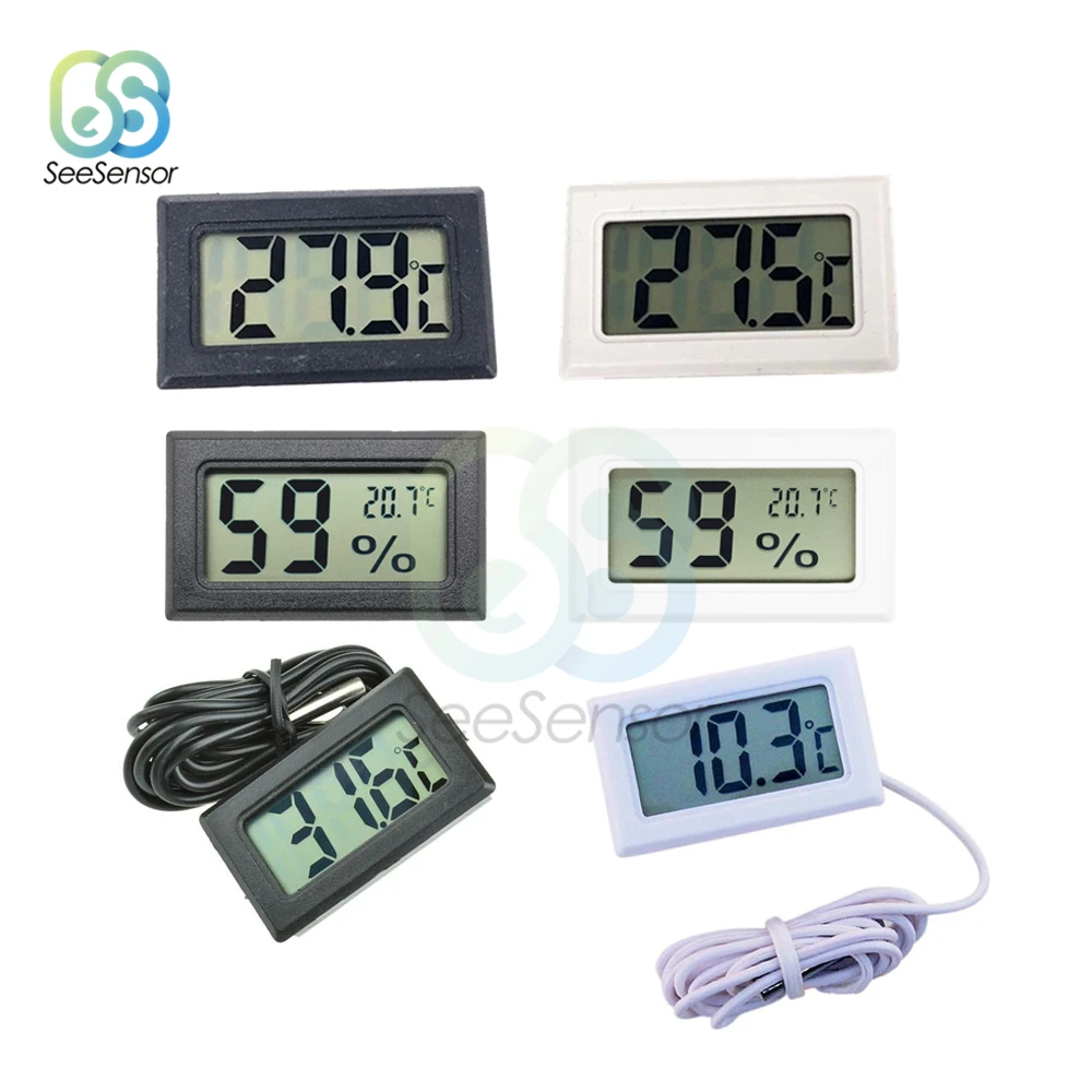 Mini Digital LCD Thermometer Convenient Temperature Sensor Humidity Meter Hygrometer Gauge Refrigerator Aquarium Monitoring | Инструменты