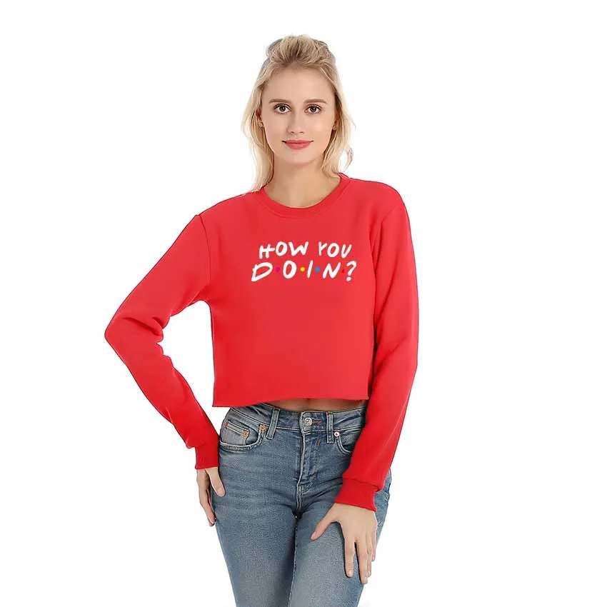 

2020 Spring New Women HoodiesHOW YOU DOIN Letter Printed Cotton Hoodies Short Paragraph Hoodies Girl Crop Tops Ladies Pullover
