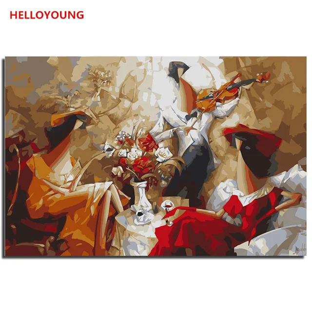 Музыка мечта элегантность Искусство DIY Ручная роспись цифровая печать масляной