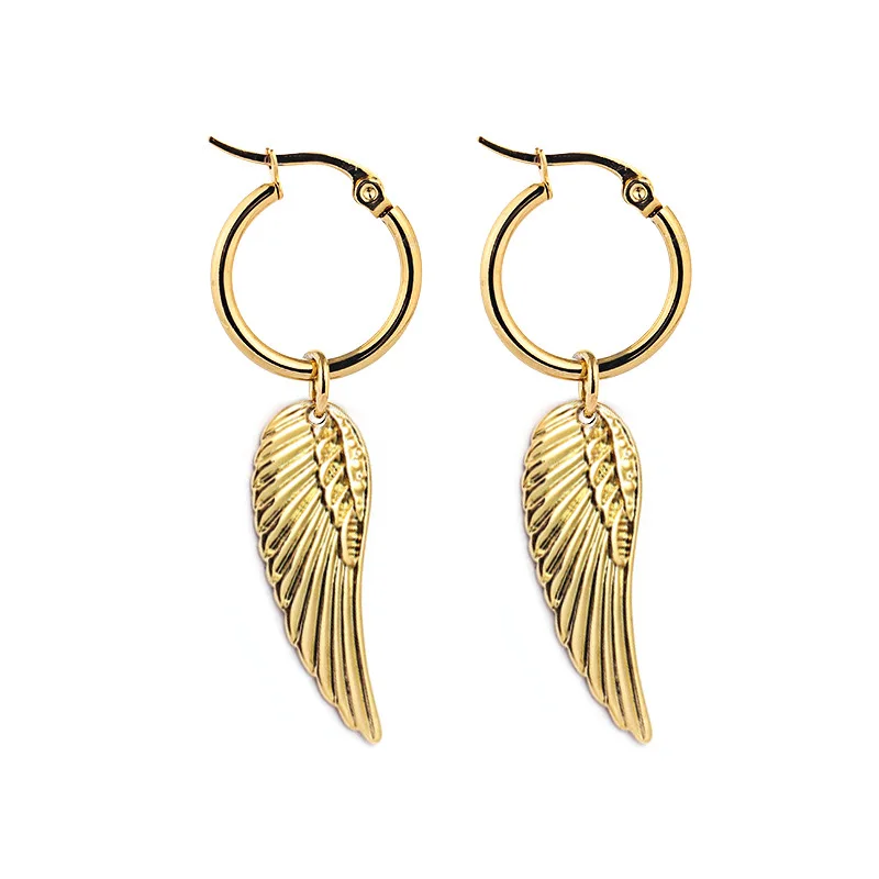 

Trendy Ornament Fashion Earring Jewelri New Stainless Steel Feather Eardrop Fashion Stud Earrings For Women's Jewelry