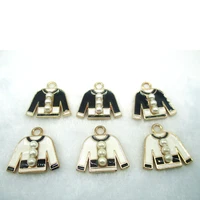 10pcslot black white coat enamel charm clothes gold color jewelry with pearls pendants bracelet diy jewelry accessories xl426