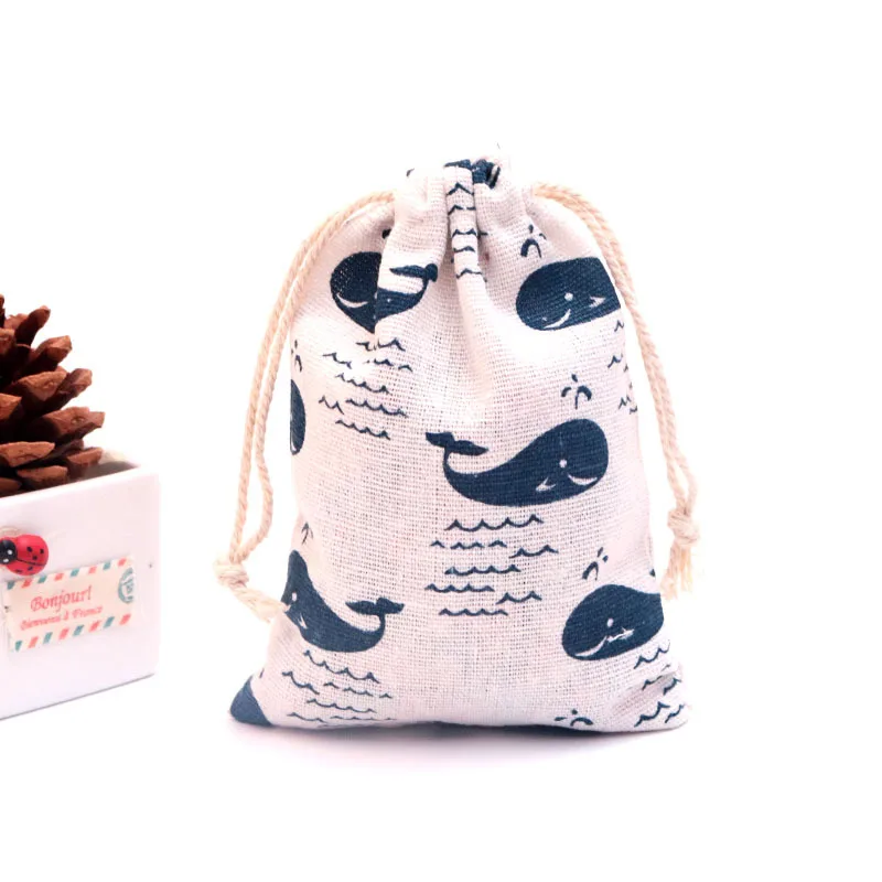 20pcs/lot Red Little Rabbit Printed Pattern Bag Reusable Casual Drawstring Cotton Linen Storage Gift Candy Jewelry Keys | Дом и сад