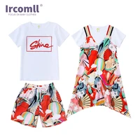 ircomll family matching clothes sets mom and daughter dress floral printed dresses men boy t shirt with pants clothes girl outfi