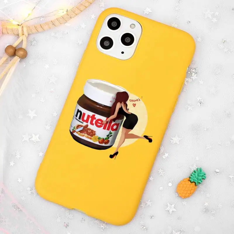 

food Chocolate Nutella Printed Pizza Phone Case Candy Color Yellow for iPhone 11 12 pro XS MAX 8 7 6 6S Plus X 5S SE 2020 XR