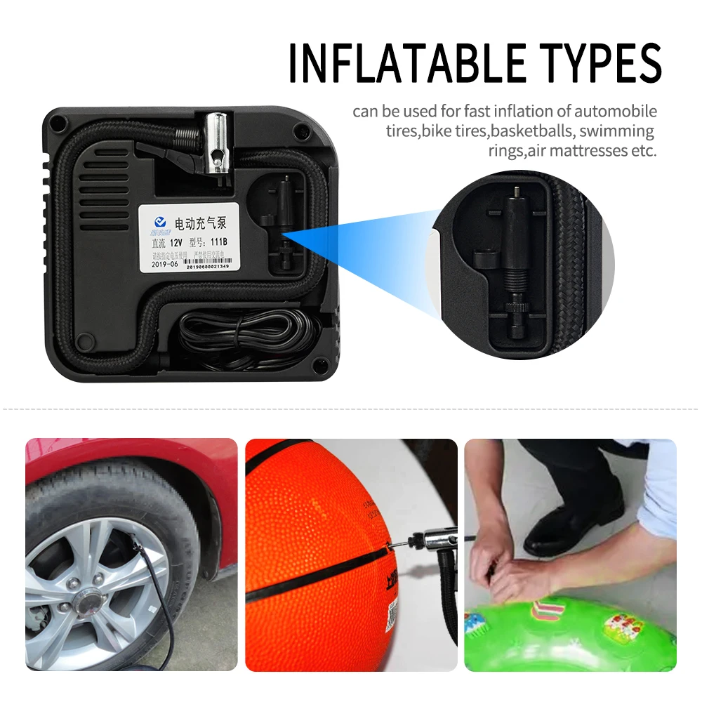 Многофункциональный воздушный насос WUPP 12 В с клипсой подходит для автомобилей