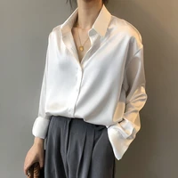 bgteever work wear full sleeve stain shirts women turn down collar autumn blouses female loose white blusas tops femininas 2020