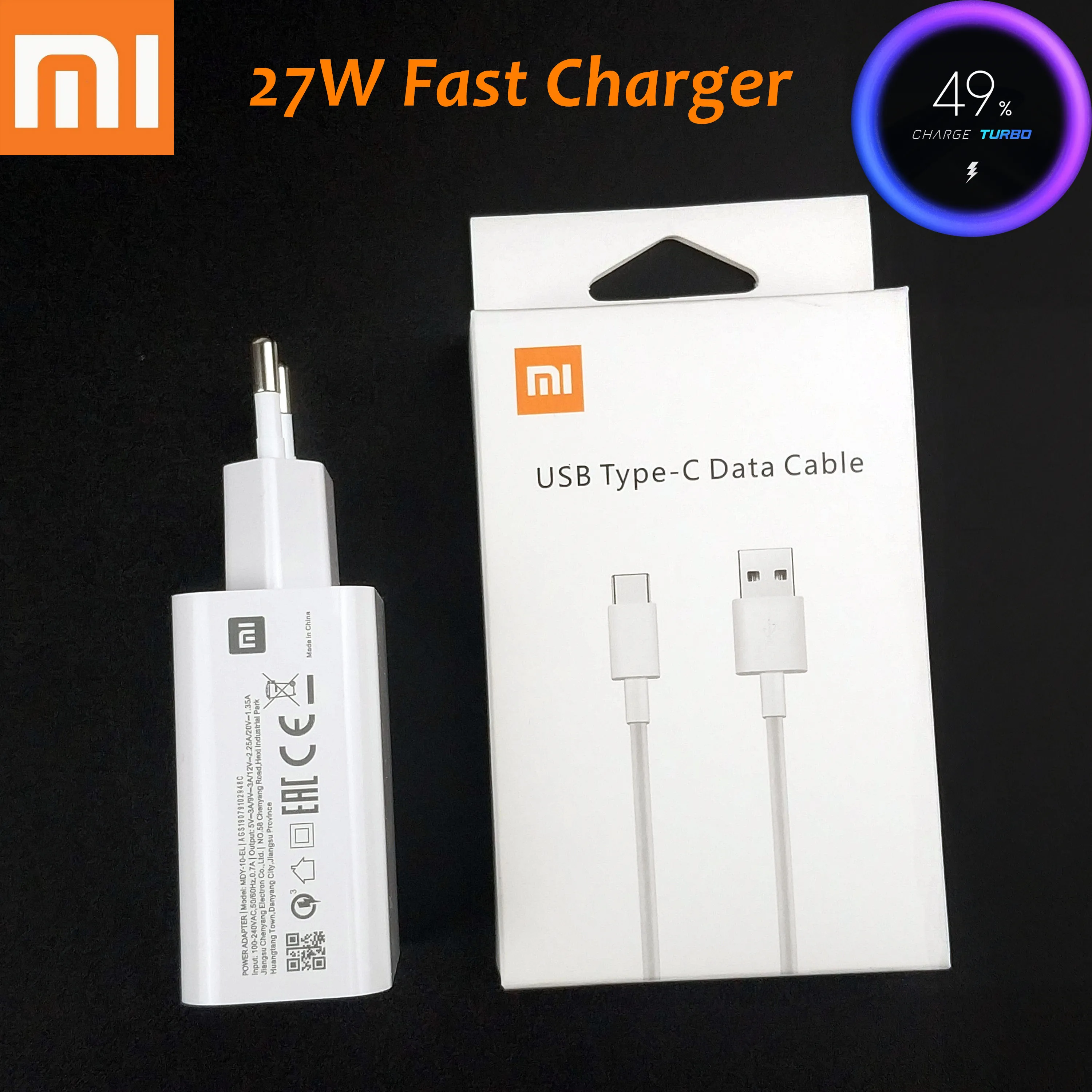 Оригинальный зарядный кабель XiaoMi 27 Вт с турбонаддувом быстрая зарядка USB 3 0 PD