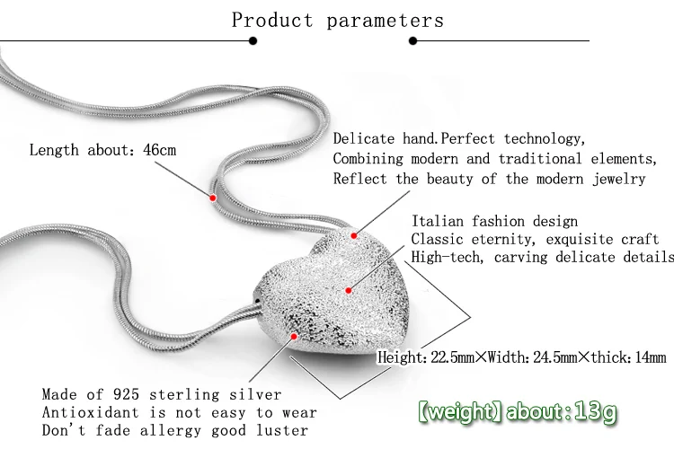 Модное серебряное украшение ожерелье для женщин кулон в форме сердца