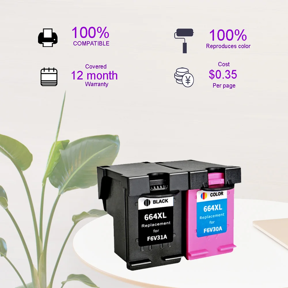 2Pk совместимый для HP 664 664XL чернильный картридж Deskjet 1115 2135 3635 2138 3636 3638 4535 4536