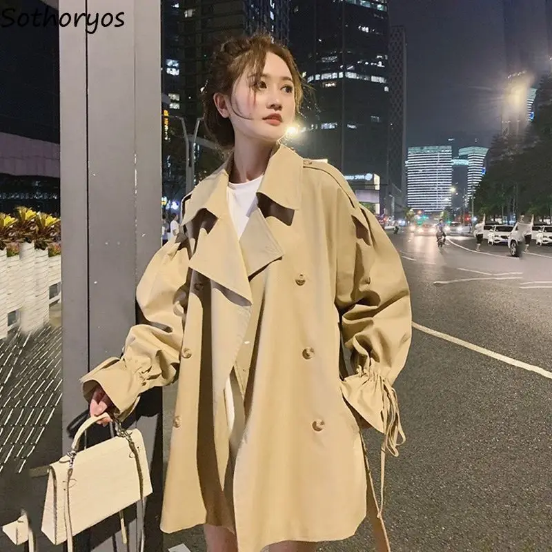 Тренч женский двубортный в британском стиле винтажная верхняя одежда-карго