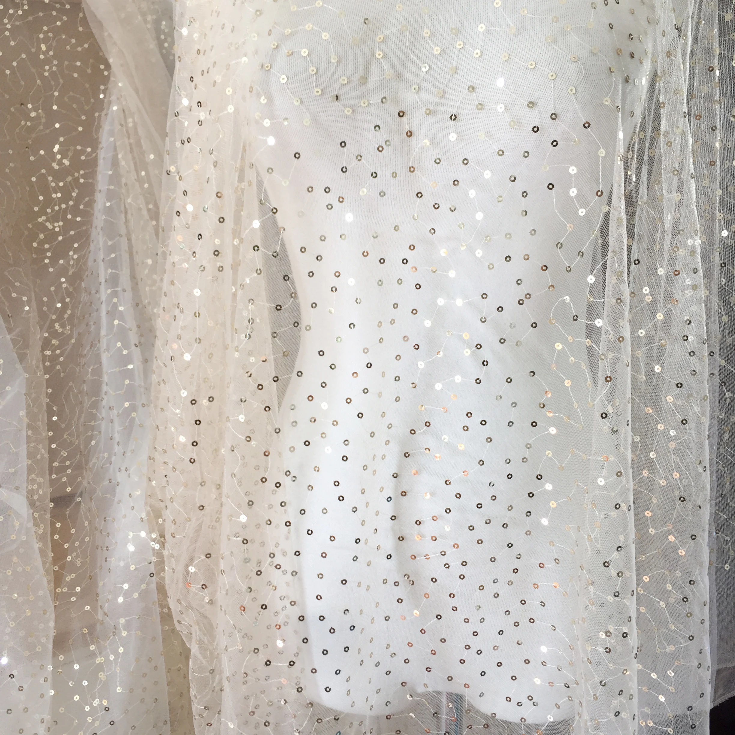 Звездное шифрование блестки вышивка прозрачная сетчатая ткань детское платье