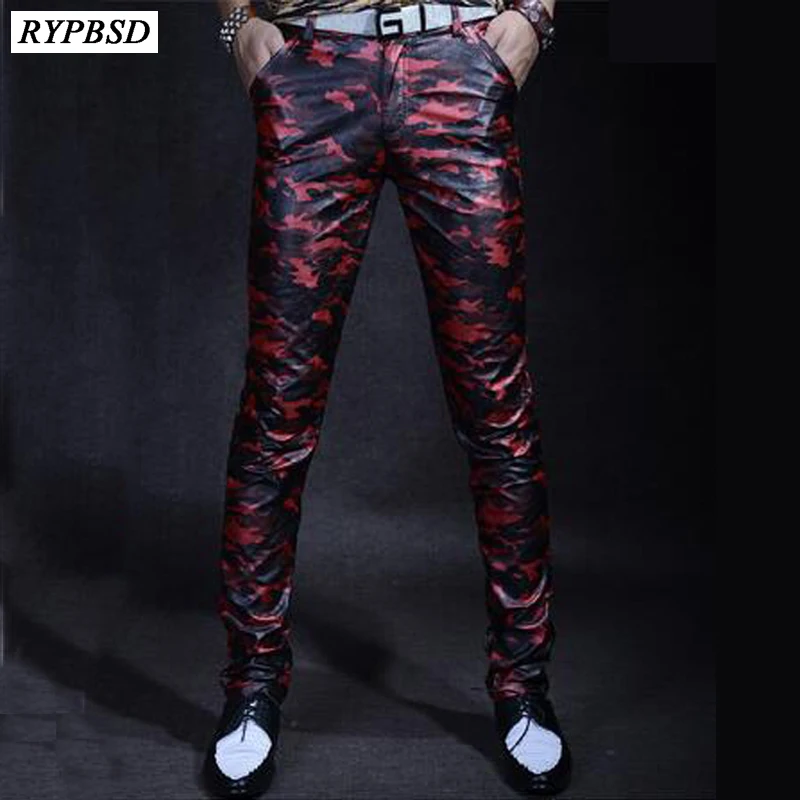 

2 Colors Leather Pants Men New 2020 PU Mens Leather Pants Fashion Casual High Quality Slim Fit Zipper Faux Leather Pants Men