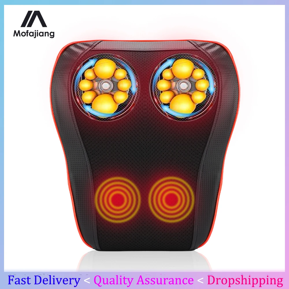 

Neck And Shoulder Back Waist Body Heating Massage Pillow Kneading Cervical Massager Relief Pressure Relaxation Car Home Use
