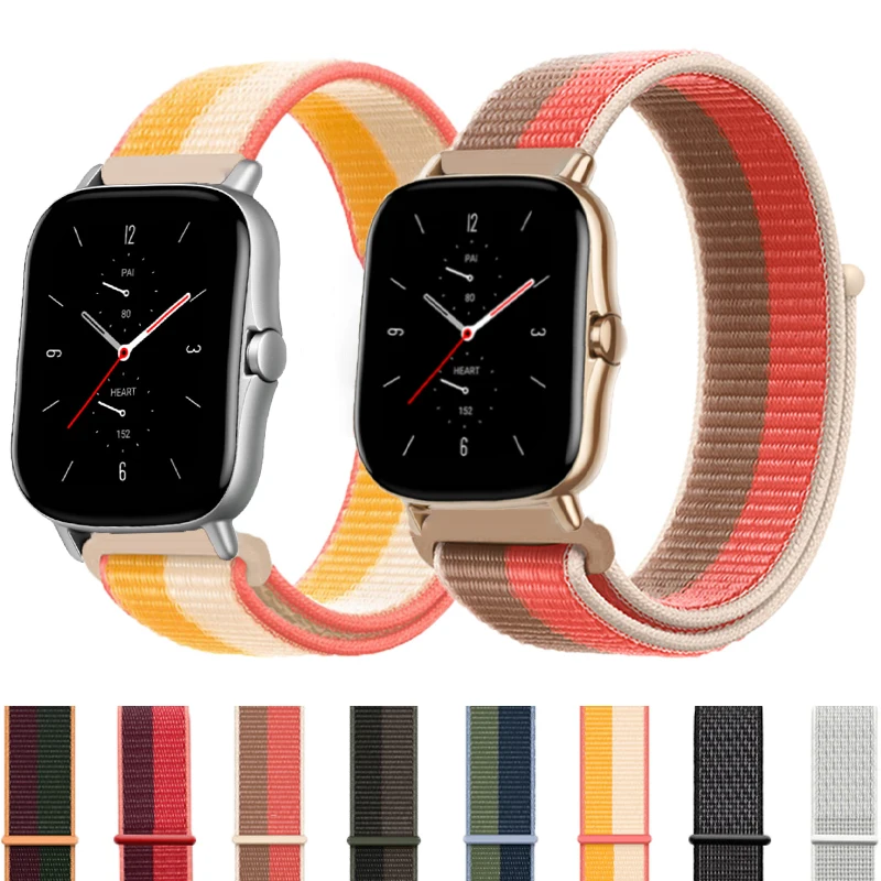 Ремешок нейлоновый для Amazfit GTS 2 2e спортивный браслет-петля GTS2 Mini GTR 42 мм 47 GTR2 huami