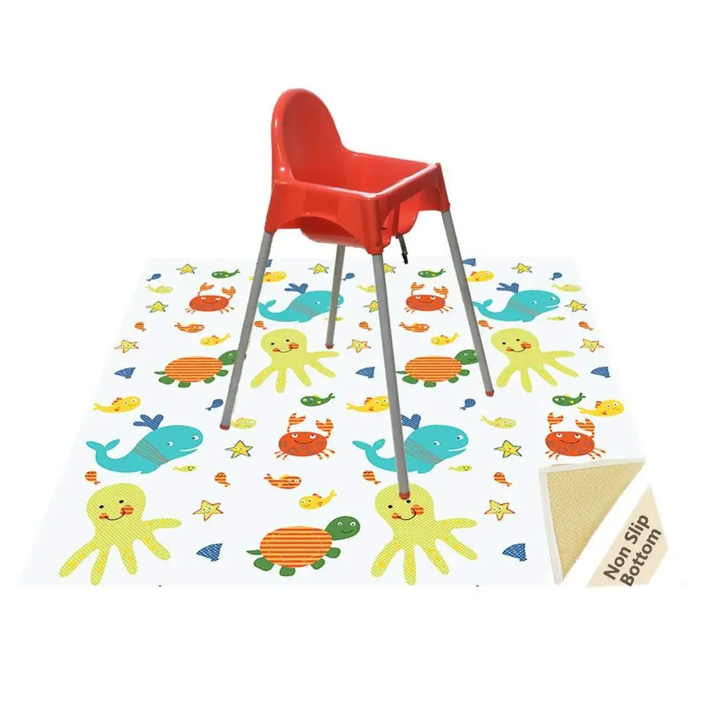 

Washable Highchair Splat Floor Mat Anti-Slip Silicone Spot Splash Mess Mat(51'' X 51'') Art Leak Mat Catcher Proof Craft Food