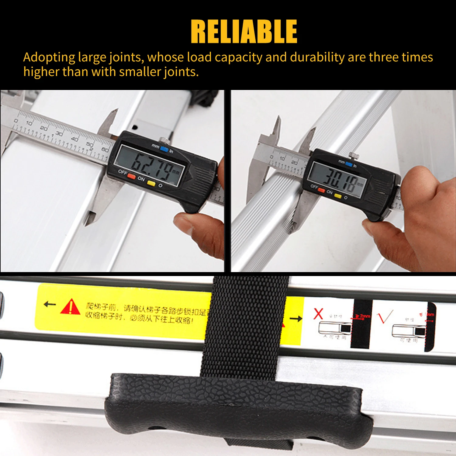 Телескопическая складная алюминиевая лестница 330 фунта| |