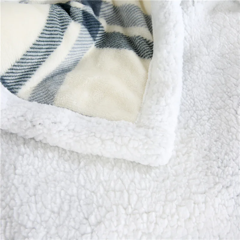 Двуспальное классическое тепловое покрывало для дивана 3D плед кровати Sherpa