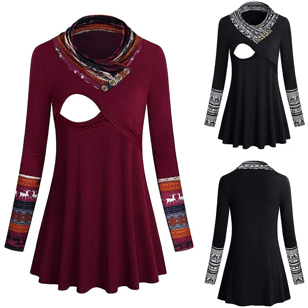 Зимняя женская одежда для беременных с длинными рукавами топ кормления грудью