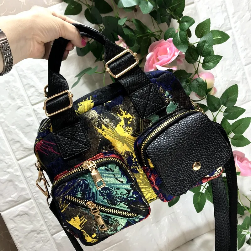 New Fashion Floral Printed Totes Bag Women Pocket Casual Shoulder Multifunctional Handbag Lightweight Packing Crossbody Bags | Багаж и