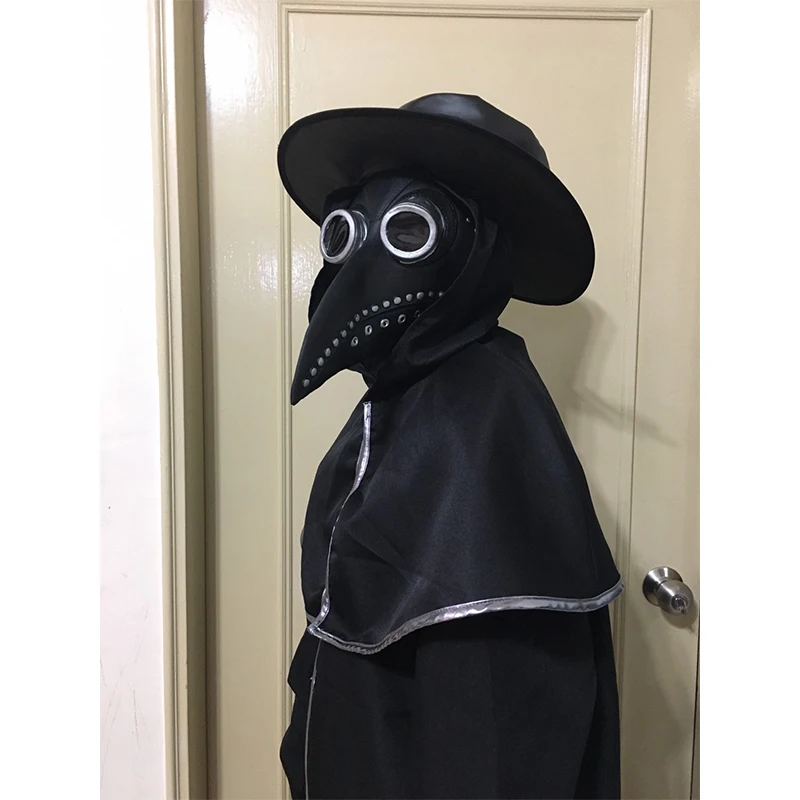 

Eraspooky Medieval Steampunk Plague Doctor Costume Robe Full Set Men Gothic Bird Beak Latex Masks Hat Halloween Outfit For Adult