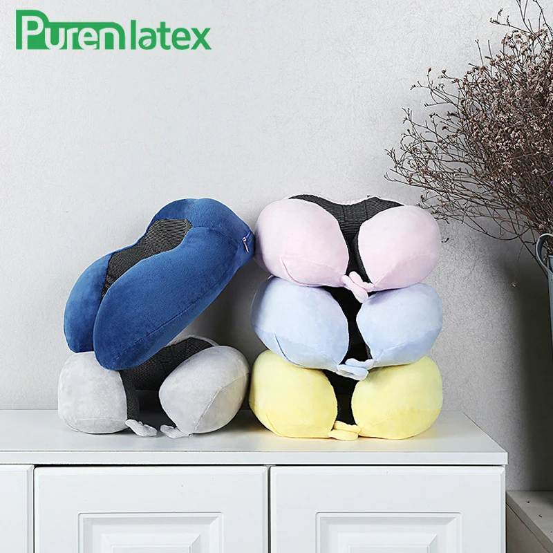 Усовершенствованная дорожная U-образная подушка PurenLatex портативная из пены с