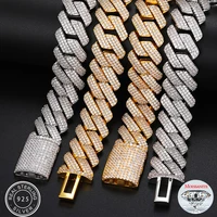 20mm miami moissanite cuban link chain sterling silver 925 necklace for hip hop jewelry dropshipping