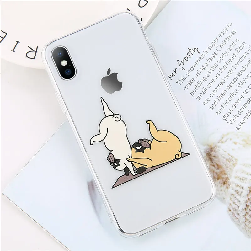AC4341 Clear USLION мультяшный чехол для телефона для iPhone X Xs Max XR 11 Pro Max Забавный чехол с рисунком собаки для йоги для iPhone 8 7 6 6 s Plus Мягкий чехол из ТПУ - Цвет: AC4341 Clear