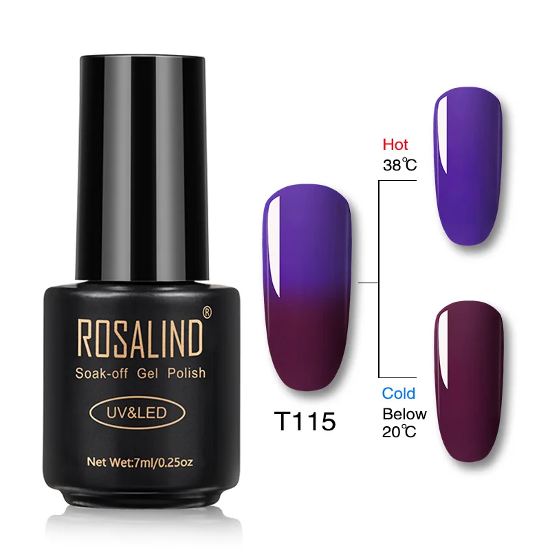 RAT115 ROSALIND Гель-лак для ногтей 7 мл меняющий температуру УФ-цвет Полупостоянный Vernis для маникюра Гель-лак - Цвет: RAT115
