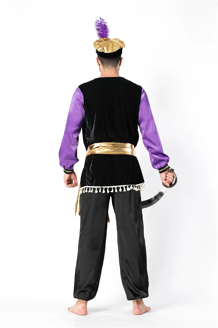 MSemis Kids Boys Arabian Prince Costumes Cap Sleeves Waistcoat with Pants for Halloween Cosplay Fancy Holiday Parties Dress Up |