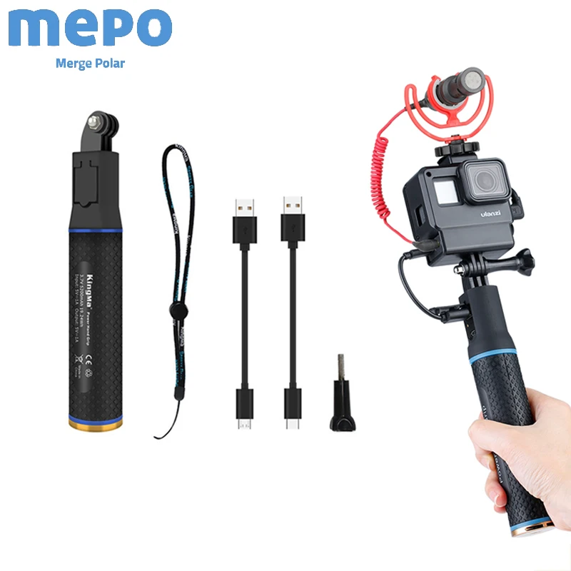 Экшн-камера, внешний аккумулятор, рукоятка, монопод для GoPro Hero 8 7 6 5 Sjcam Yi EKEN DJI Osmo, карманный удлинитель, зарядное устройство