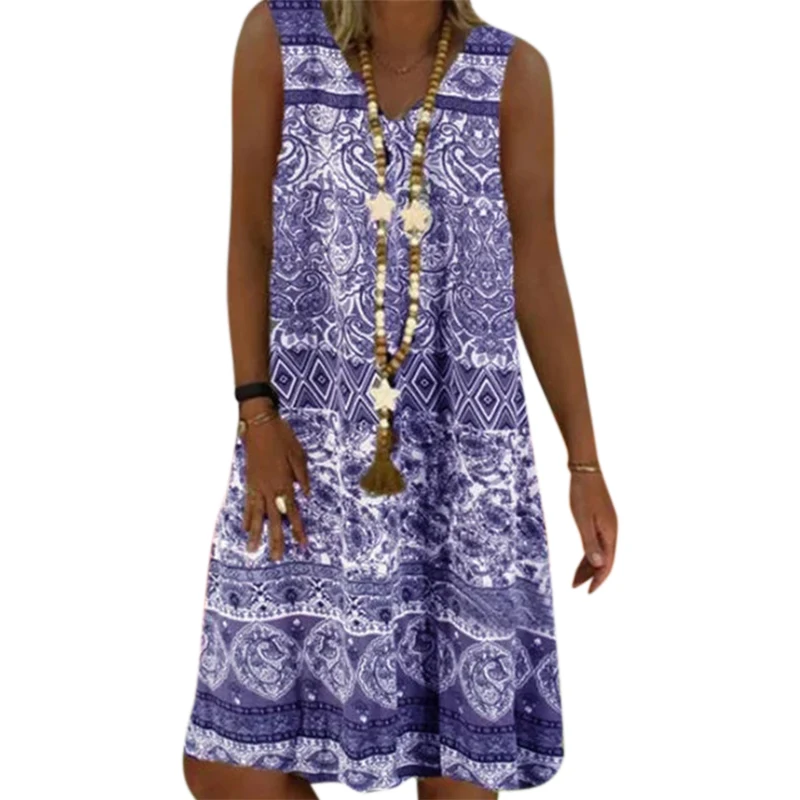 

Vicabo Big Size Tank Dress Women Summer 2020 V-neck Sleeveless Floral Printed Ladies Casual Dresses Femme Robe Loose Vestido#2