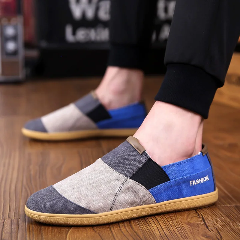 

Color Matching Canvas Slip on Shoes Men Loafers Classic Summer Breathable Casual Men Shoes Fashion Sport Summer Shoes for Men