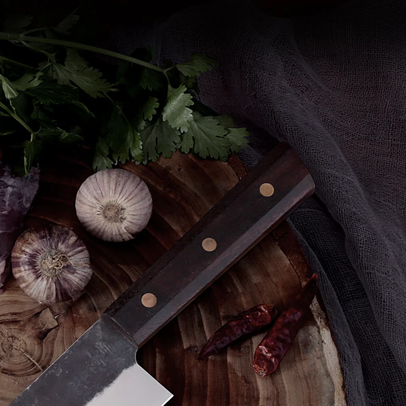 Многофункциональный кухонный нож DENGJIA ручной ковки из углеродистой стали для