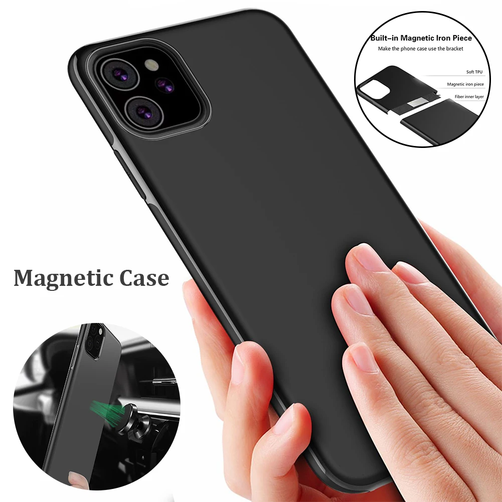 Деловой магнитный автомобильный чехол для телефона iPhone 11 Pro X XR XS Max металлический