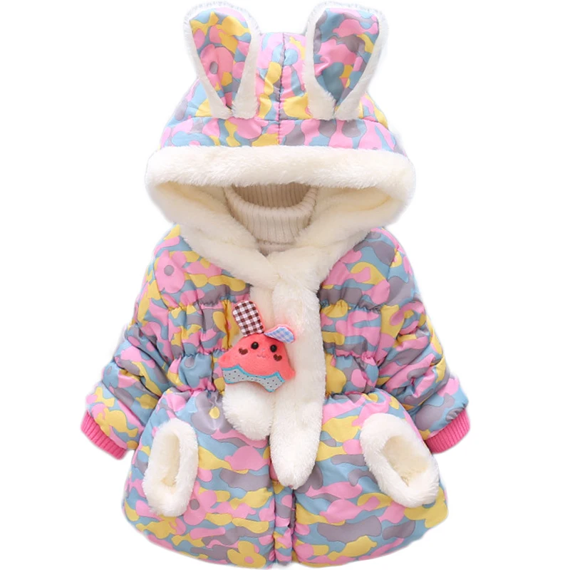 Bibihou зимняя детская куртка с милым Кроликом толстая верхняя одежда хлопковой