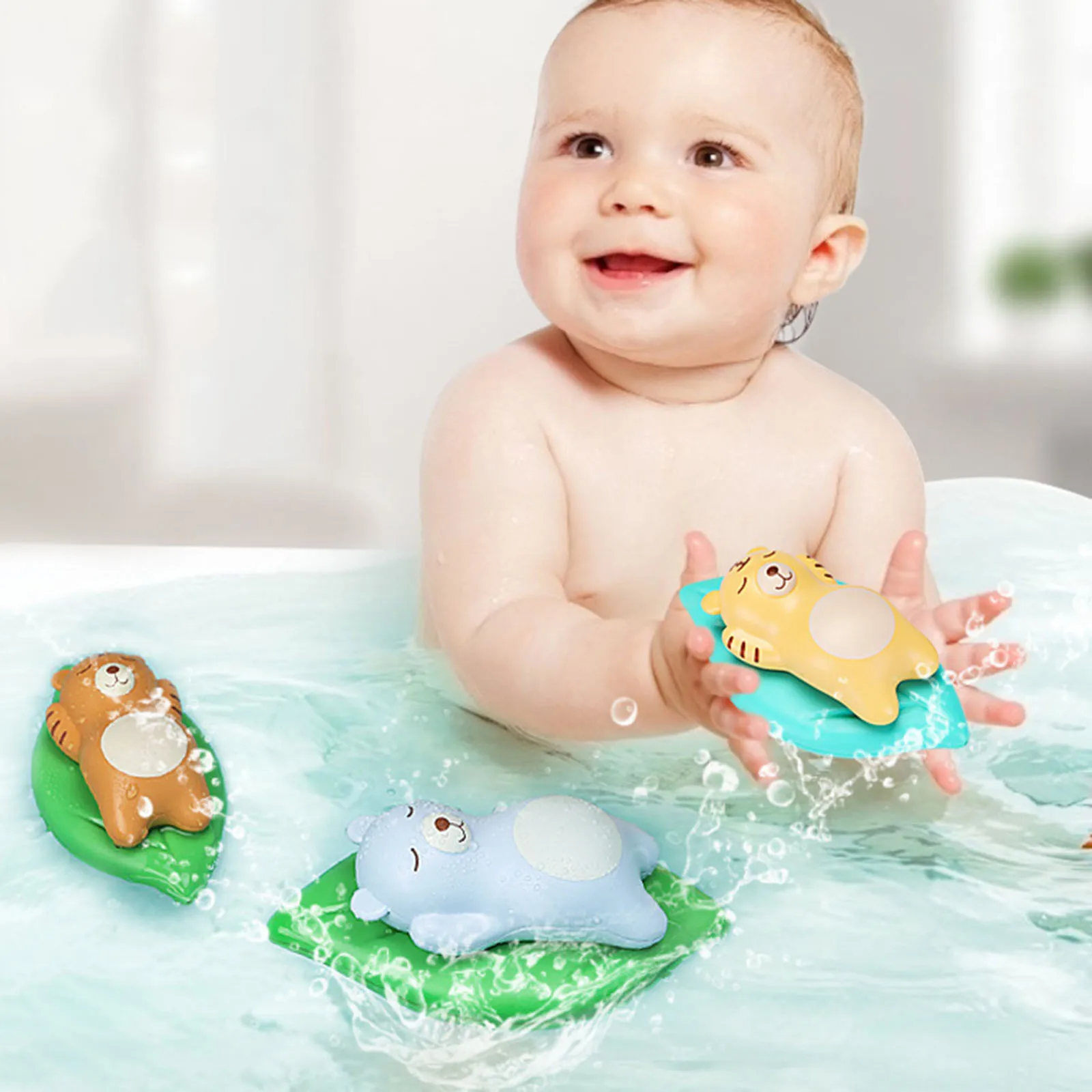 

Детская летняя пляжная игрушка для купания, медведь, медвежонок, заводные водные колеса для купания, детский душ для купания