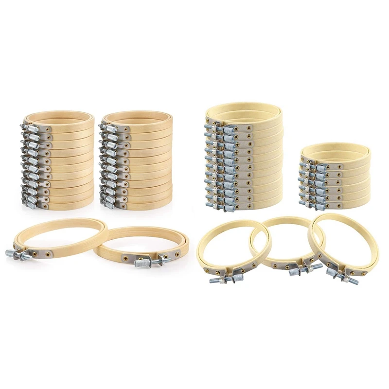 

48 Pcs Embroidery Hoop, Bamboo Cross-Stitch Hoop for Embroidery and Cross-Stitch, 24 Pcs 3Inch/8cm & 24 Pcs 4Inch/10cm