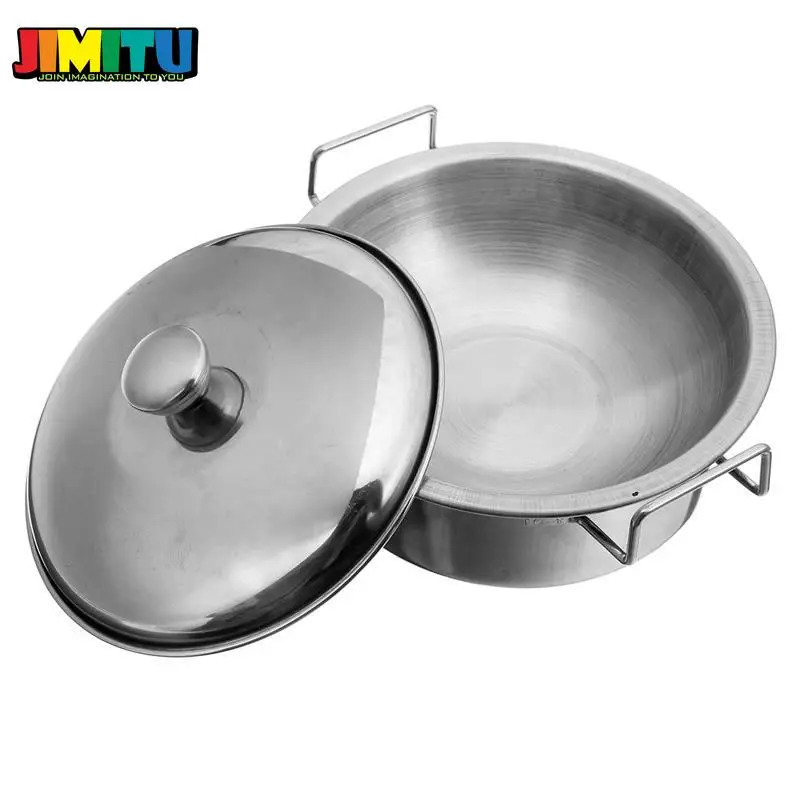 JIMITU Luxury Stainless Steel 16PCS Kitchen Cooking Play House Toys For Kids Mini Model Kitchenware Cookware Kit |