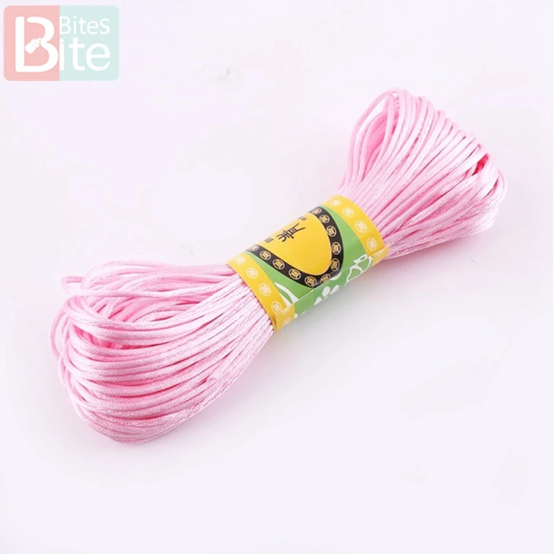 20M Rope Pink 1 шт. атласная шелковая веревка, нейлоновый шнур, цветной 1 мм, 80 м, детский прорезыватель, аксессуары для прорезывания зубов, ожерелье, трещотка, шнур, инструмент «сделай сам» - Цвет: 20M Rope Pink