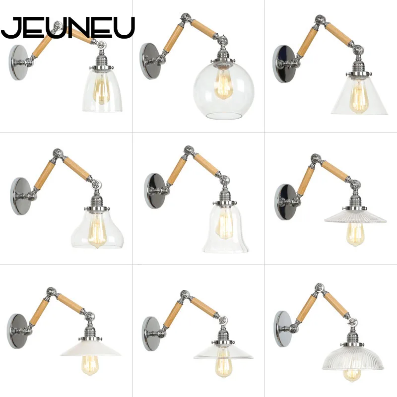 Ретро промышленный настенный светильник из кованого стекла E27 светодиодный с