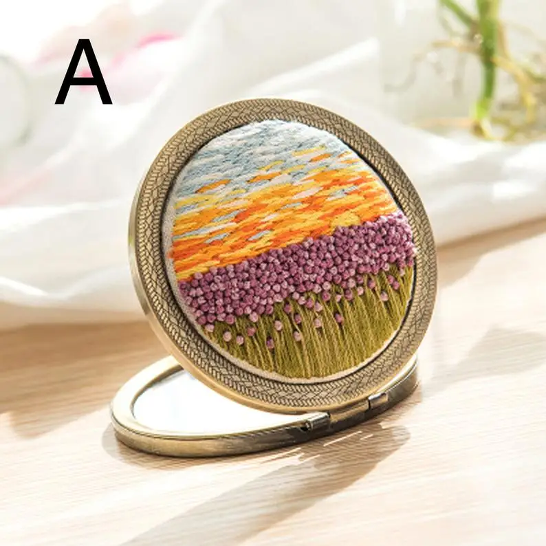 

Mirror Embroidery Kit For Beginner,Modern Flower and Plant Hand Embroidery Kit, Pretty Personalized Gifts for Women