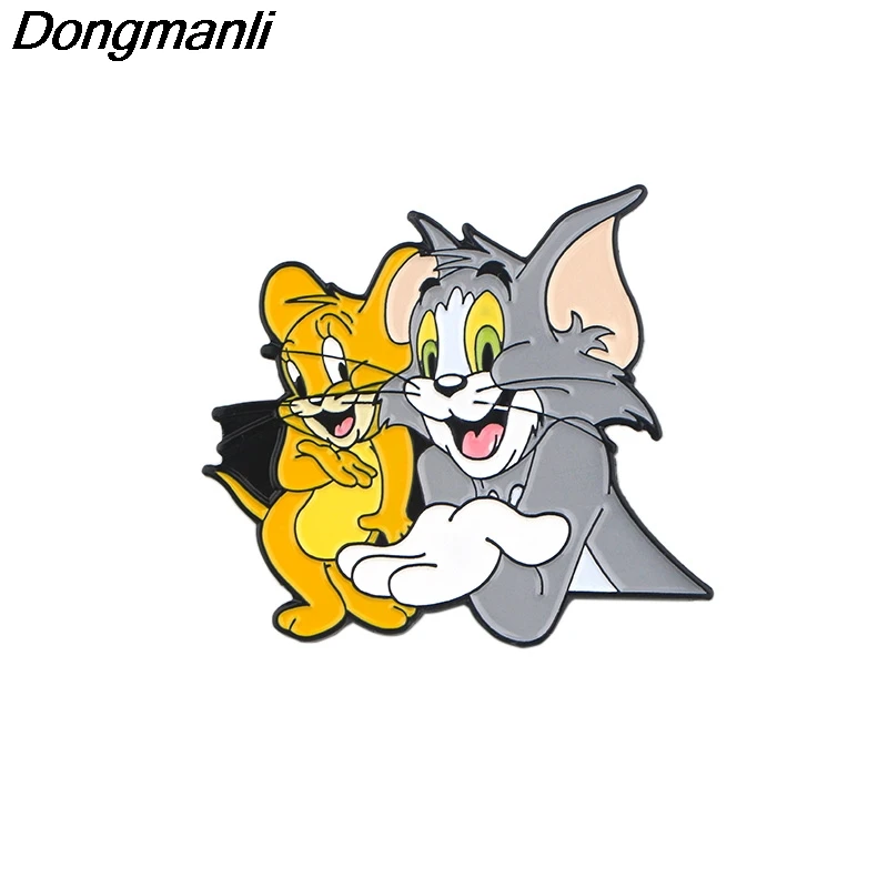 K730 кошки и мыши мультфильм аниме металлические эмалированные булавки Броши