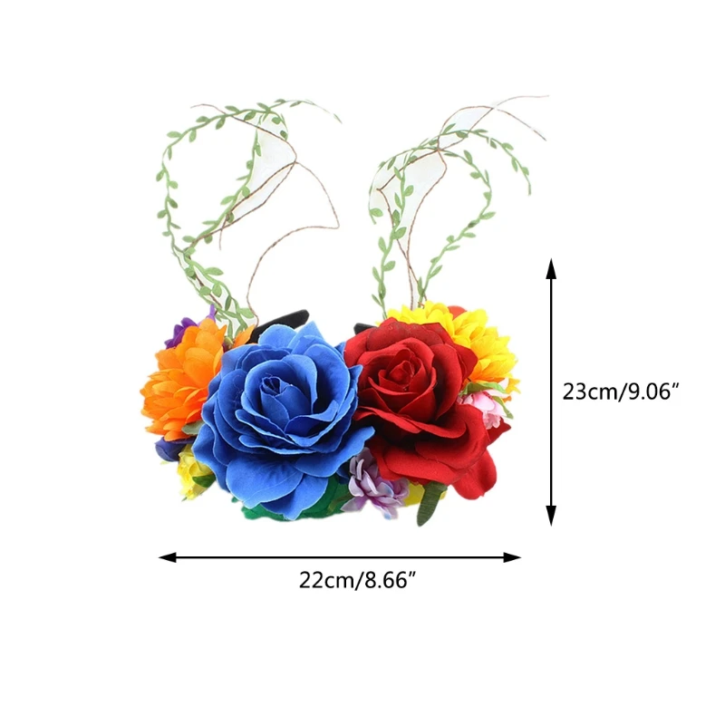 

2021 New Flower Hair Hoop Rose Headband with Vines Photo Prop Halloween Party Headwear