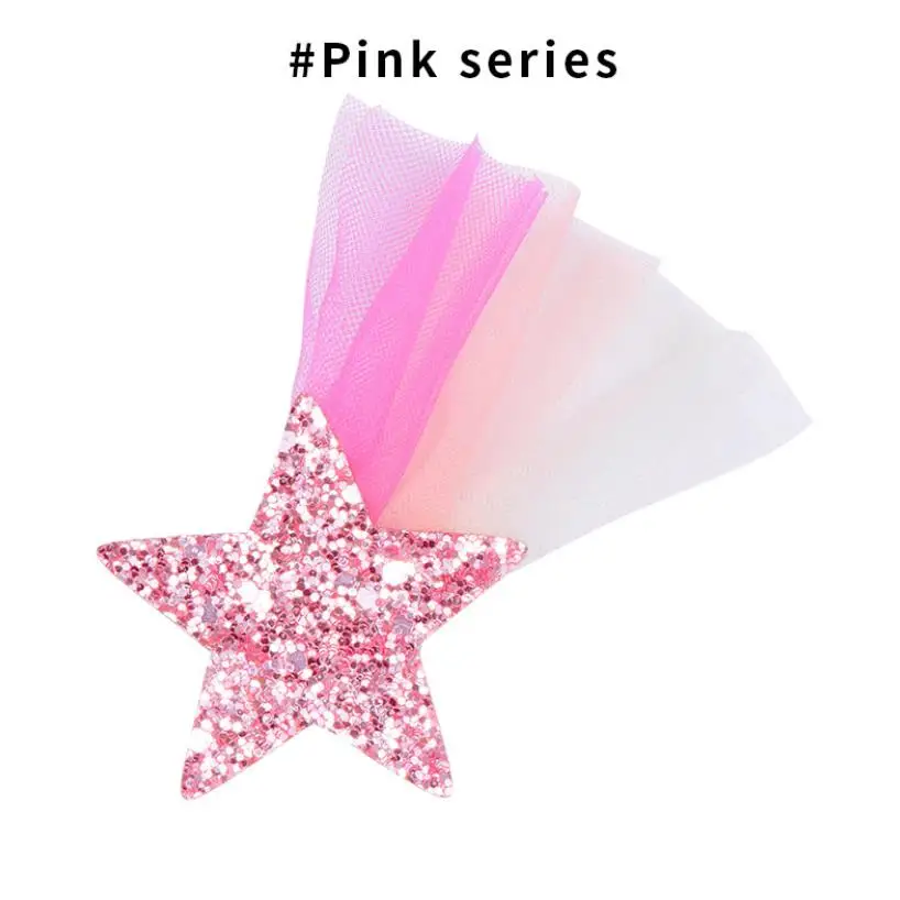 Заколки для волос Детские яркие блестящие со звездами J133 шифоновая заколка