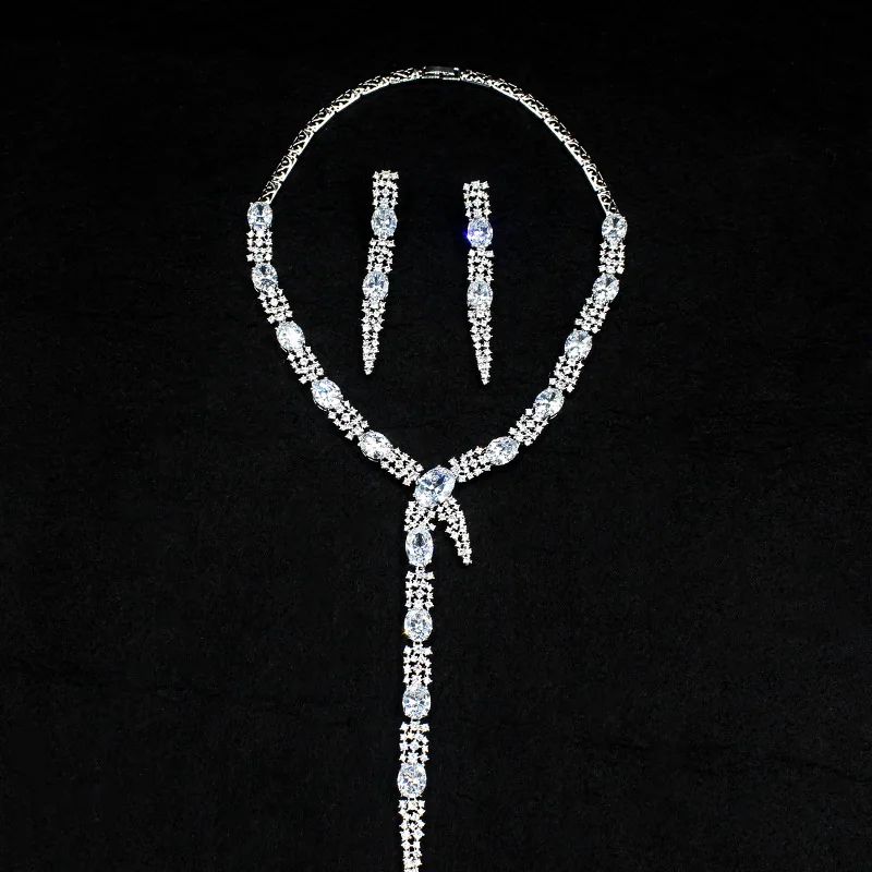 Женский ювелирный набор в форме листа зеленое ожерелье с кристаллами из циркона