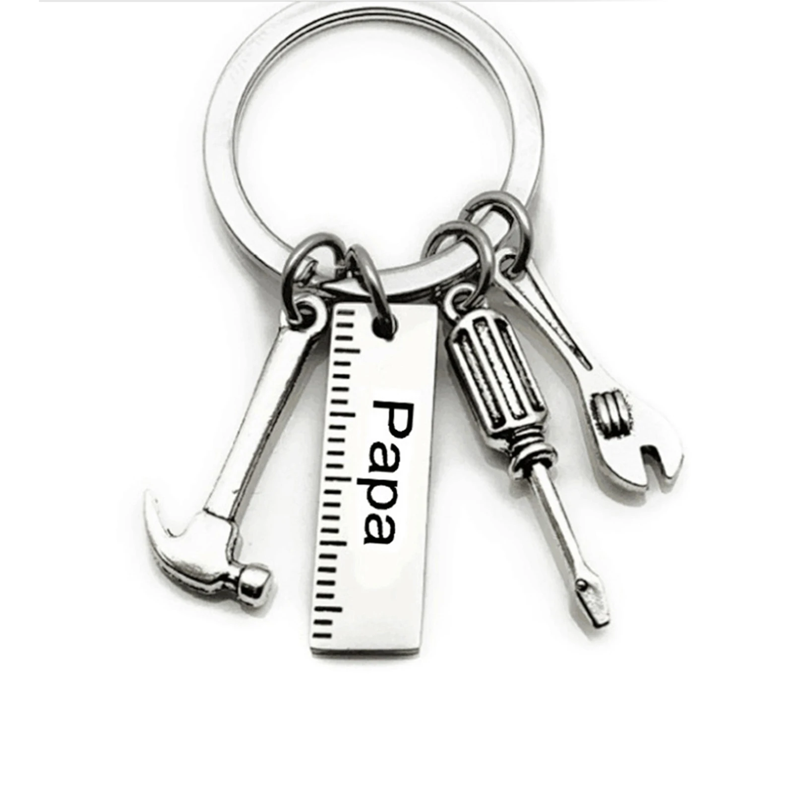 

Stainless Steel Keychain with Mini Simulation Wrench Tool Pendant 9*28cm Key Buckle with Letters Gift for Father's Day LBE