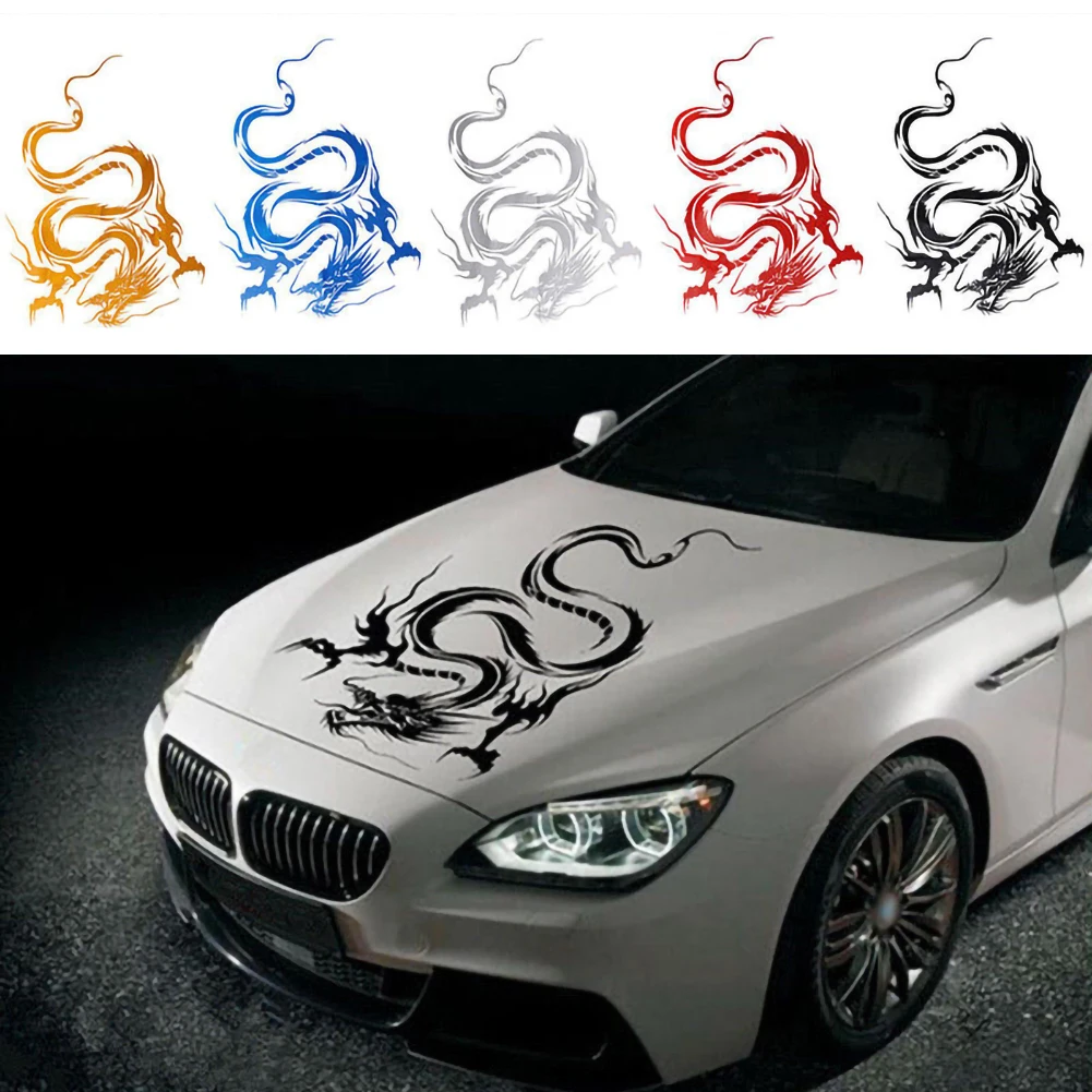 Универсальная наклейка на капот кузова автомобиля с изображением дракона
