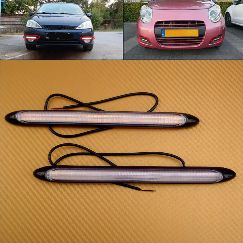 

2Pcs Car 12V LED Sequential Daytime Running DRL Turn Signal Light Strip for Universal Cars Trucks Trailers SUV Waterproof